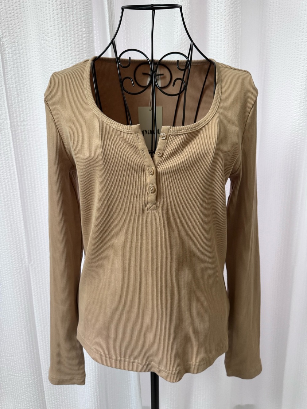 Pact Ribbed Organic Cotton Henley Size Large